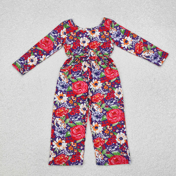 Baby Girls Groovy Flowers Long Sleeve Fall Jumpsuits