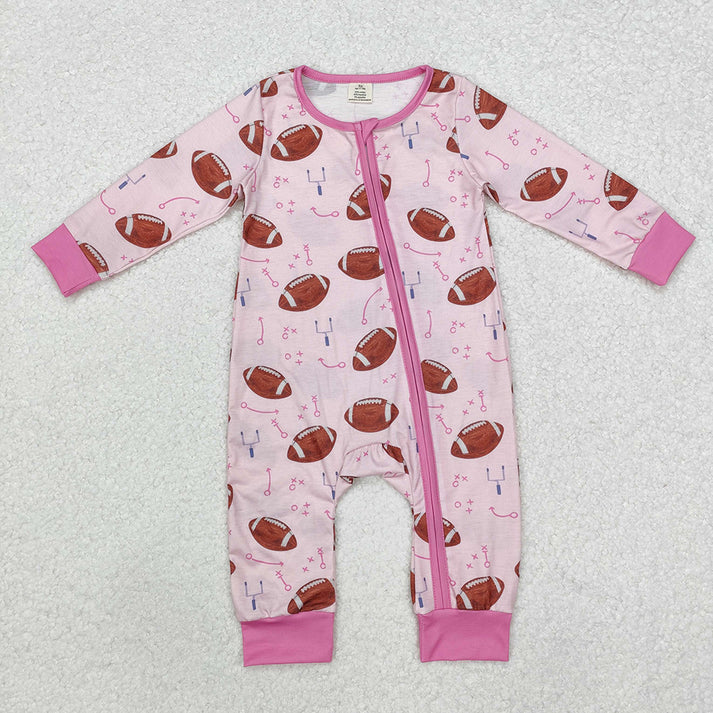 Baby Infant Toddler Football Zip Bamboo Rompers