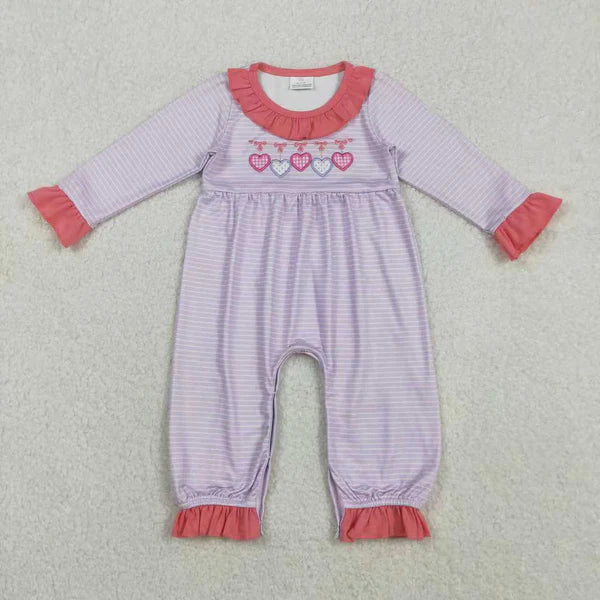 11.14 RTS Sibling Baby Girls Embroidery Bows Hearts Stripe Leggings Valentines Clothes Sets Rompers