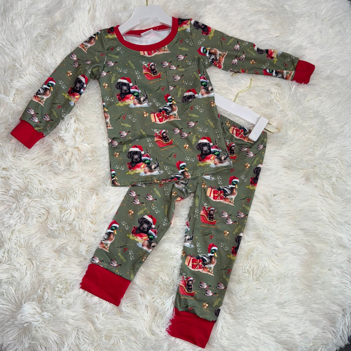 11.18 RST BLP1213 Baby Boys Christmas Hats Dogs Ducks Top Pant Hunting Pajamas Sets