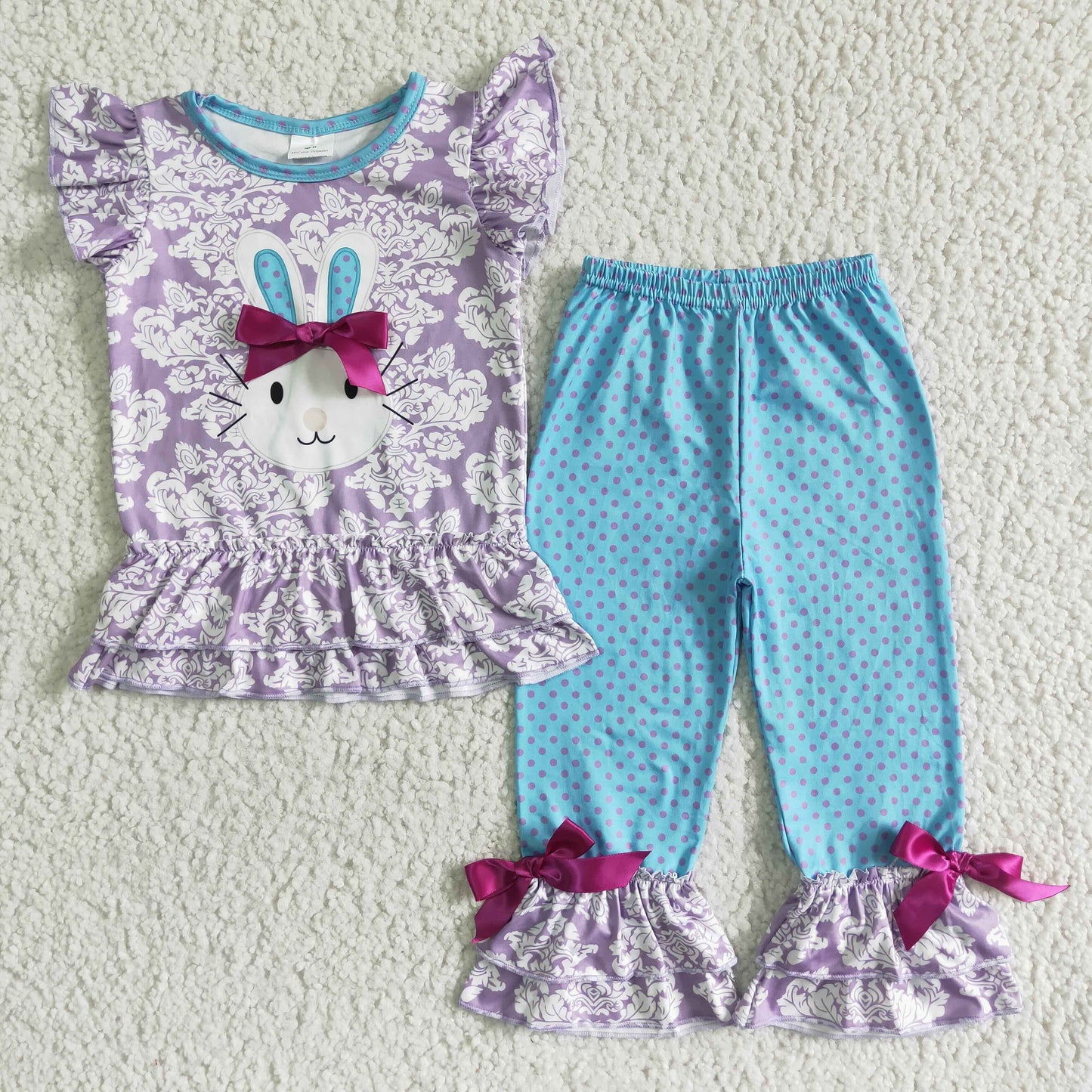 1.26 A0-1 RTS No Moq Clearance Purple girls rabbit bow sets