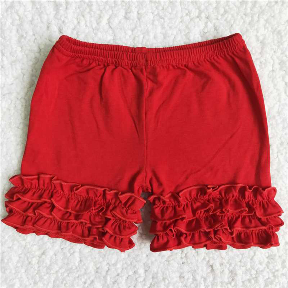 A16-23Red Icing Ruffle Shorts for Girls