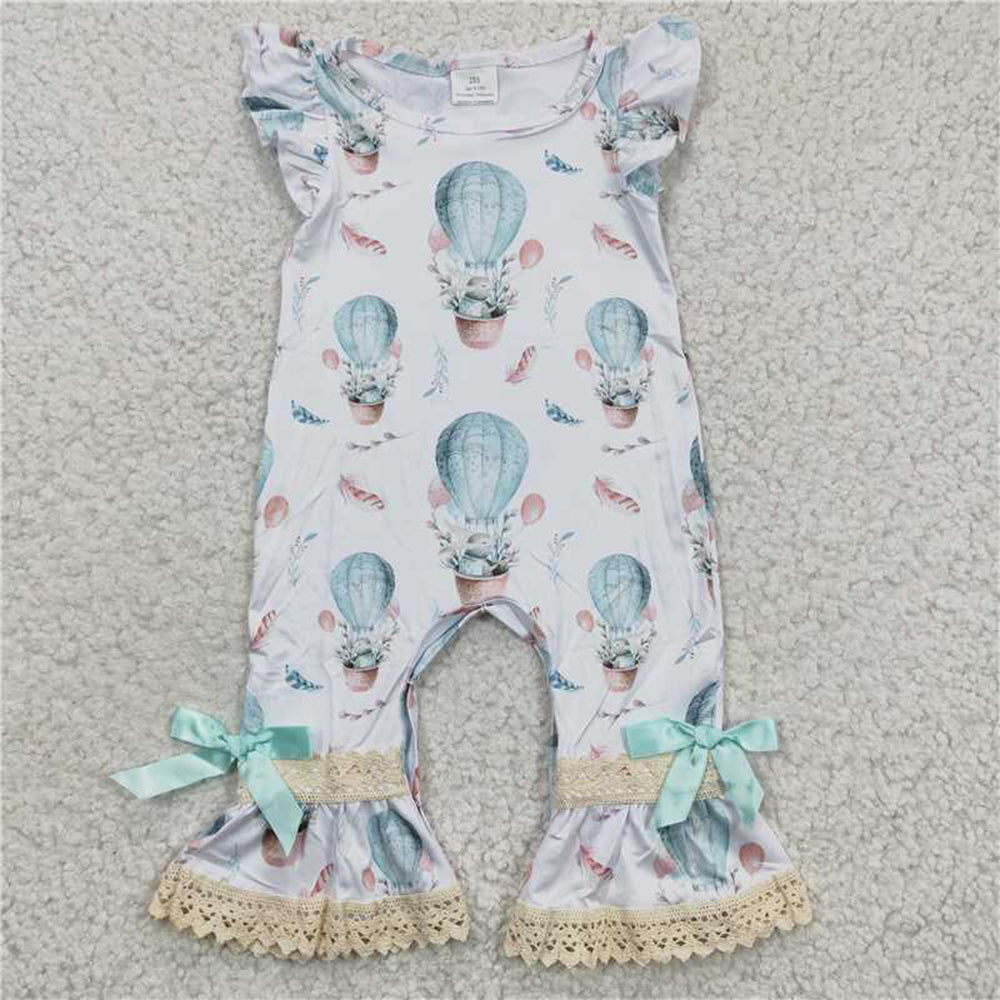 A5-10 RTS NO MOQ Flutter sleeves rabbit balloon baby girls easter romper