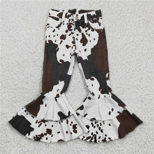 USA Shop (in stock)Aa-1 New Rts No Moq 8-9 Days By Air Arrived it Cow print baby girls denim ruffle pants