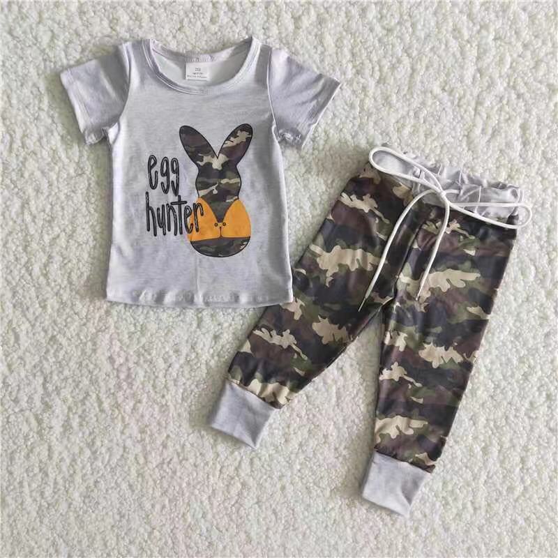 3.7 B16-23 RTS No Moq Clearance Baby Boys Summer Egg hunter camo easter sets