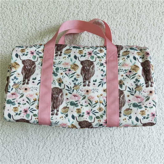 USA Warehouse (IN STOCK)BA0008 Highland Cow Print Travel Bags Fashionable Luggage Organizer Handbag