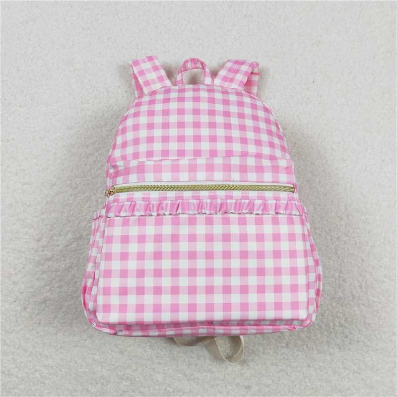 USA Warehouse (IN STOCK)BA0086 Pink Plaid Backpack for Back to School Polyester Canvas School Bag