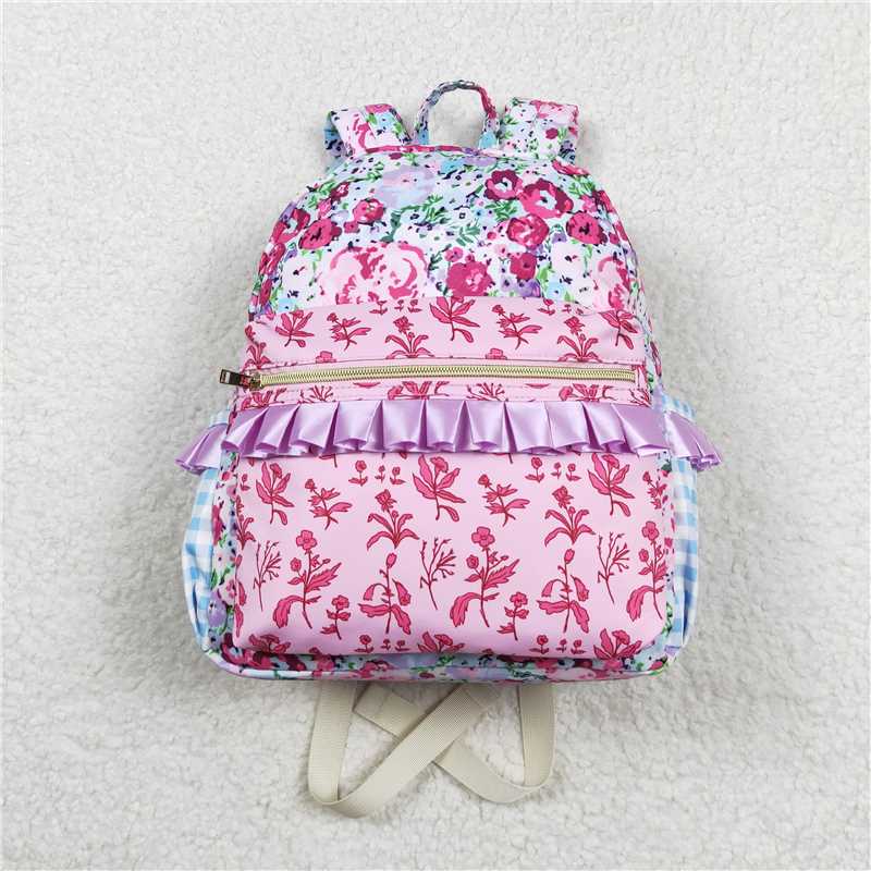 BA0099 Baby Girls Children Purple Flowers Back Bags