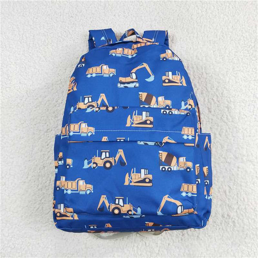 USA Warehouse (IN STOCK)BA0169 Kids Boys Blue Construction Backpack for School And Travel Durable Children's Bag with Compartments