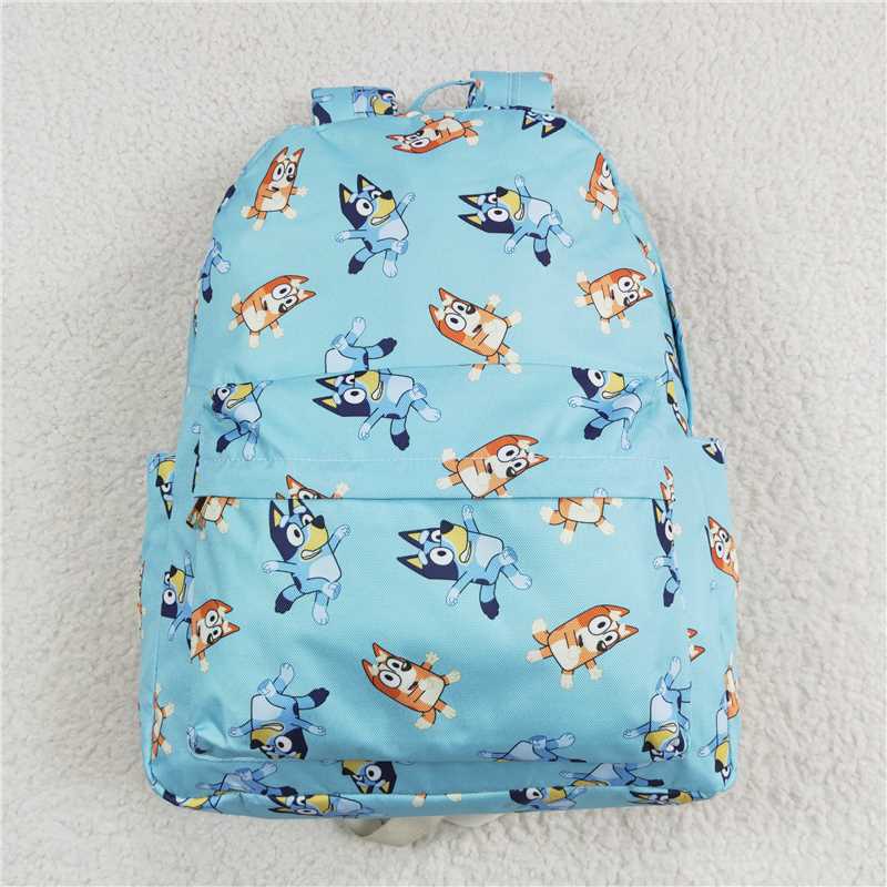 USA Warehouse (IN STOCK) BA0195 Blue Dog Kids Backpack for Boys And Girls with Pockets School Bag for Children in Denim Material