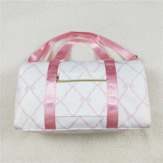 USA Warehouse (IN STOCK)BA0226 Pink Bow Duffel Bag Fashionable Travel Luggage for Women with Cute Bow Detailing Medium Size Soft Polyester Handbag