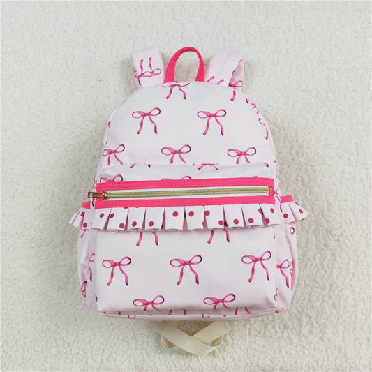 USA Warehouse (IN STOCK)BA0233 Pink Bows Themed Zipper BackpackGirls Baby Shoulder Bags