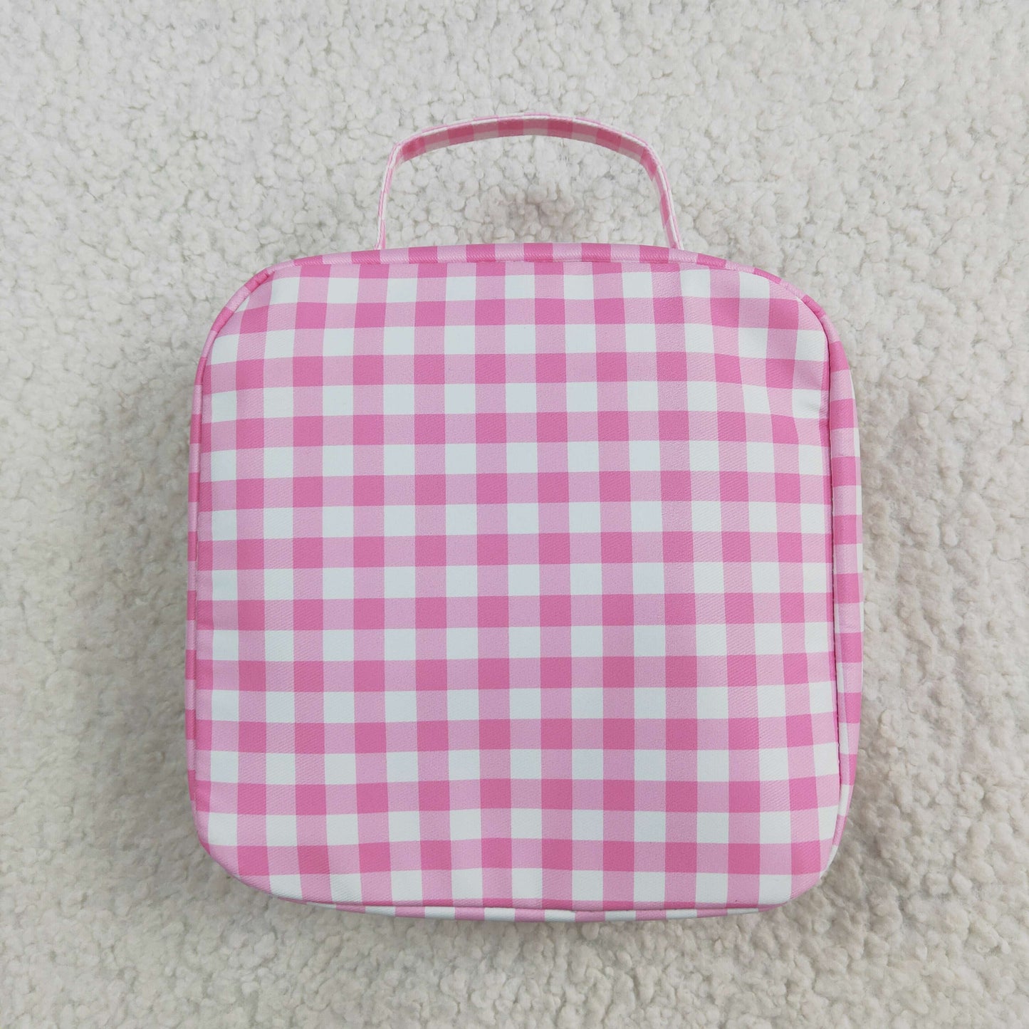 USA Shop (in stock)BA0283Pink plaid kids girls lunch box bag