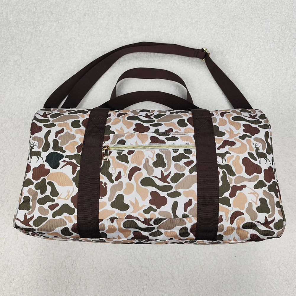 BA0287Brown Duck Dog Deer Turkey Camouflage Hunting Duffel Bag Outdoor Travel Sports Equipment Storage Bag