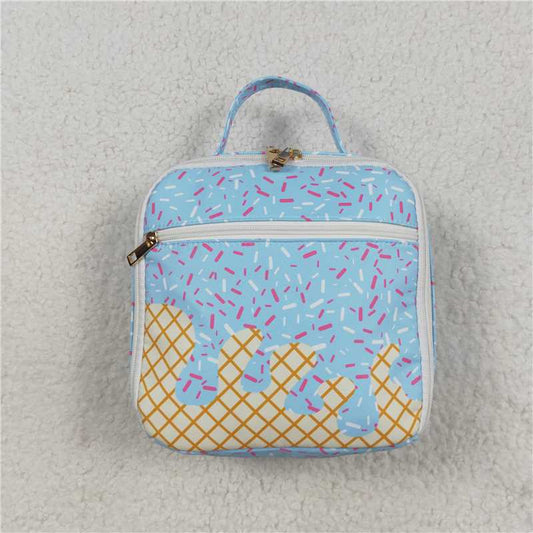 USA Warehouse (IN STOCK)BA0296 Light Blue Kids Lunch Box with Ice Cream Sprinkle Design for Children's Lunchtime Fun