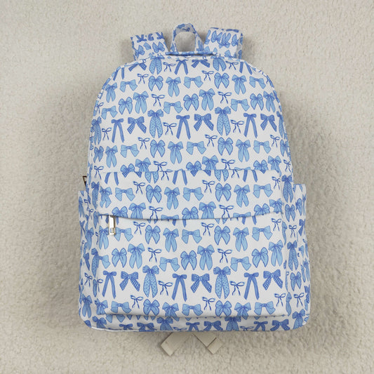 USA Shop (in stock)BA0322 Baby Bags Baby Kids Sky Blue Bows Plaid Zipper School Back Bags