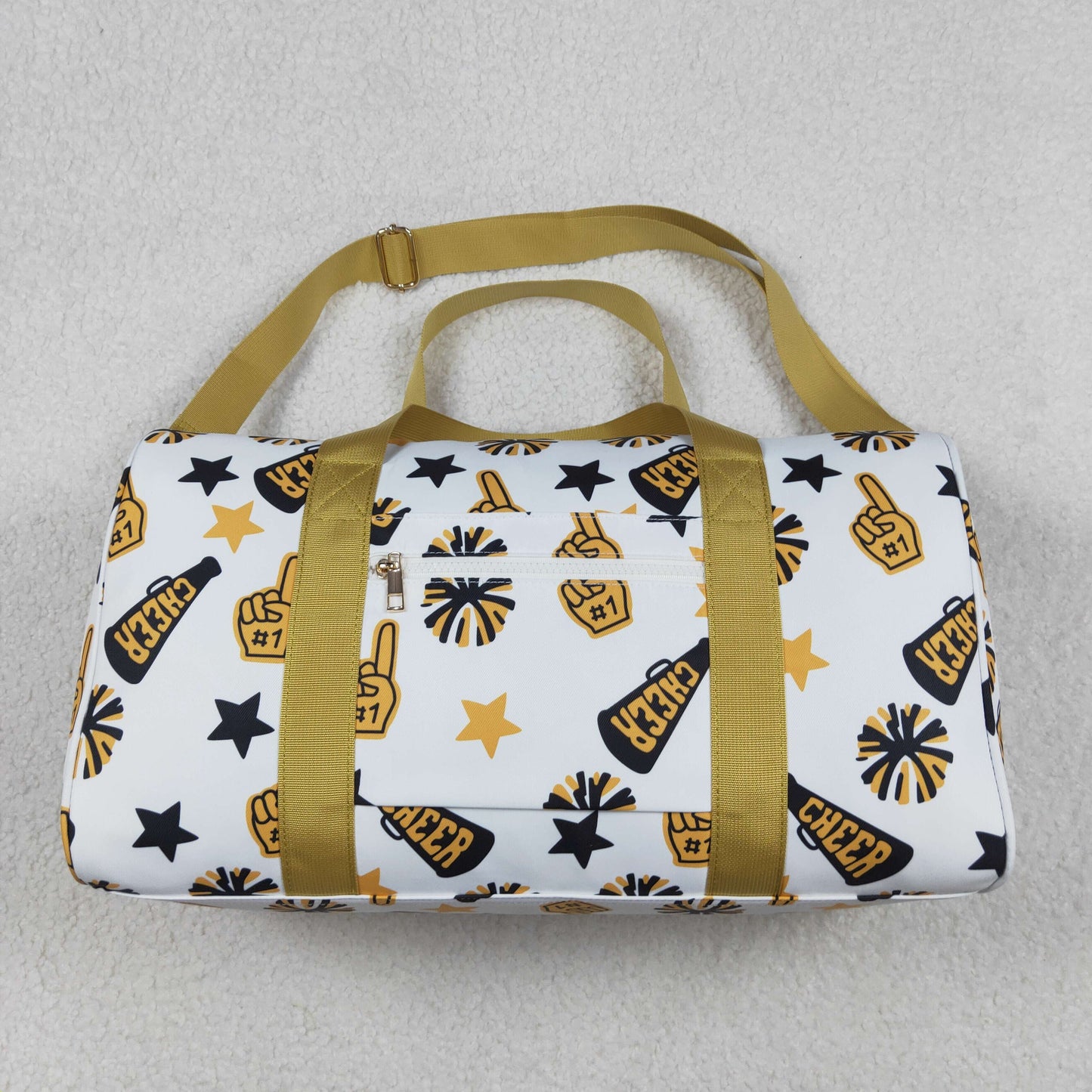 10.21 NO MOQ (In stock)BA0370 Adult Team Black Gold Cheer Fireworks Zipper Gym Bags