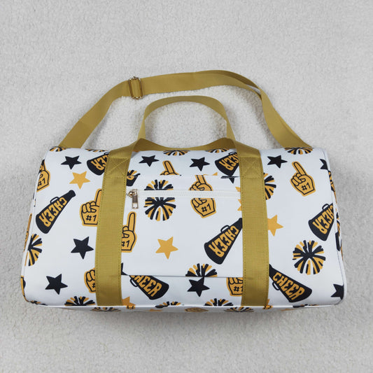 10.21 NO MOQ (In stock)BA0370 Adult Team Black Gold Cheer Fireworks Zipper Gym Bags