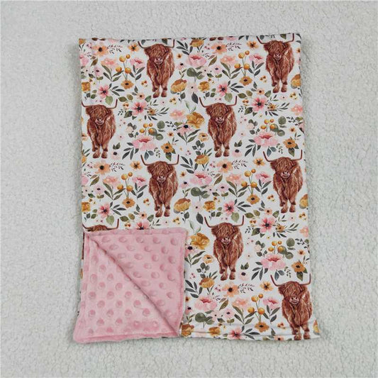USA Warehouse (IN STOCK)BL0011  Highland Cow Print Baby Kids Blankets Soft Cozy Plush Blanket for Children