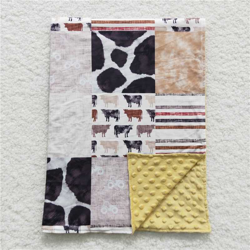 BL0057 Baby Kids Cows Brown Western Blankets