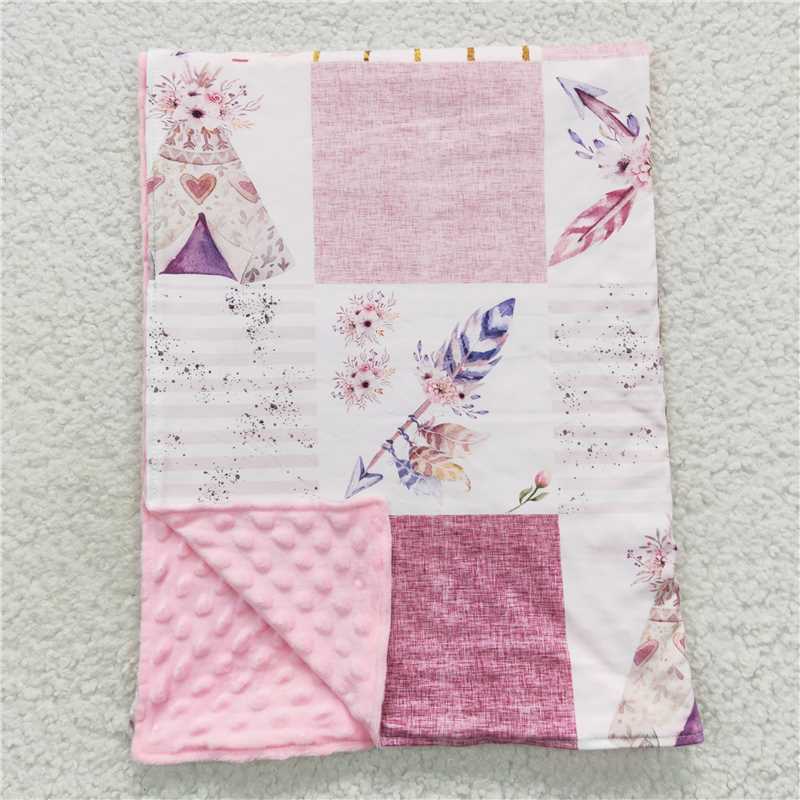 RTS BL0066 Baby Kids Teepee Print Minky Blankets