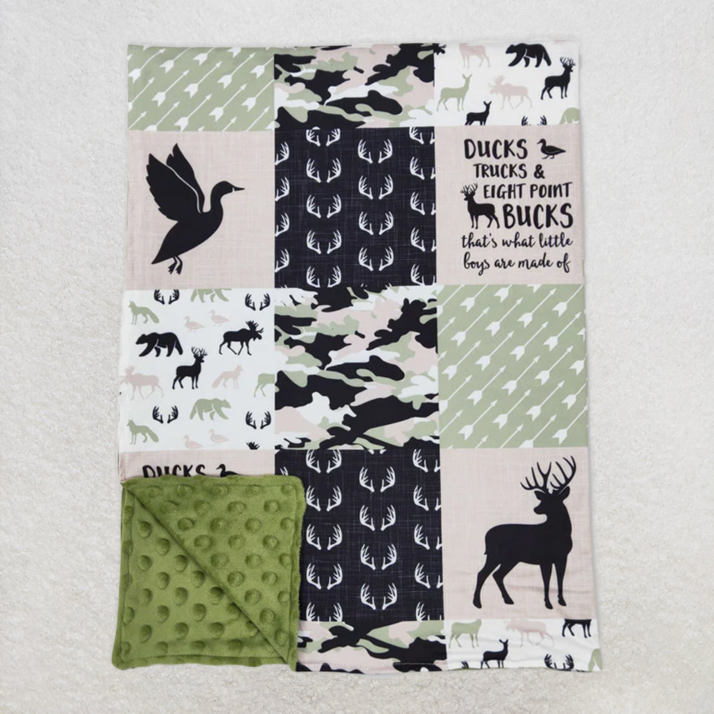 USA Warehouse (IN STOCK) Deer Duck Camo Patchwork Baby Kids Blankets Soft Plush Lightweight Stroller Blanket for Boys And Girls