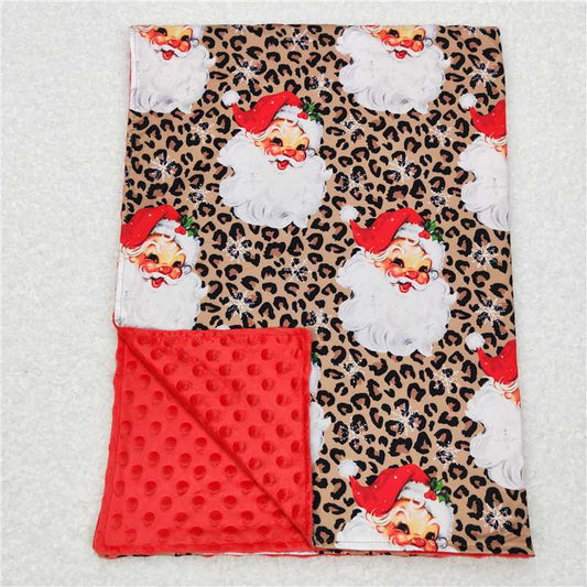 USA Warehouse (IN STOCK)BL0087 Baby Girls Leopard Santa Red Polka Dots Christmas Blankets