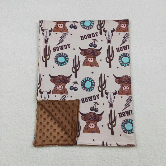 10.14 RTS NO MOQ (In stock)BL0153 Baby Toddler Children Western Highland Cows Howdy Blankets