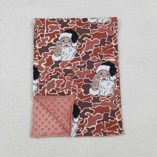 10.17 RTS NO MOQ (In stock)BL0162 Baby Toddler Children Camo Christmas Santa Minky Blankets