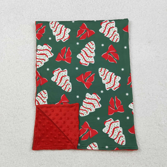10.16 RTS NO MOQ (In stock)BL0172 Baby Toddler Children Christmas Tree Cake Bows Minky Blankets