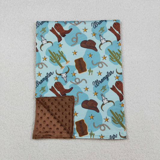 10.16 RTS NO MOQ (In stock)BL0175 Baby Toddler Children Western Boots Cactus Minky Blankets