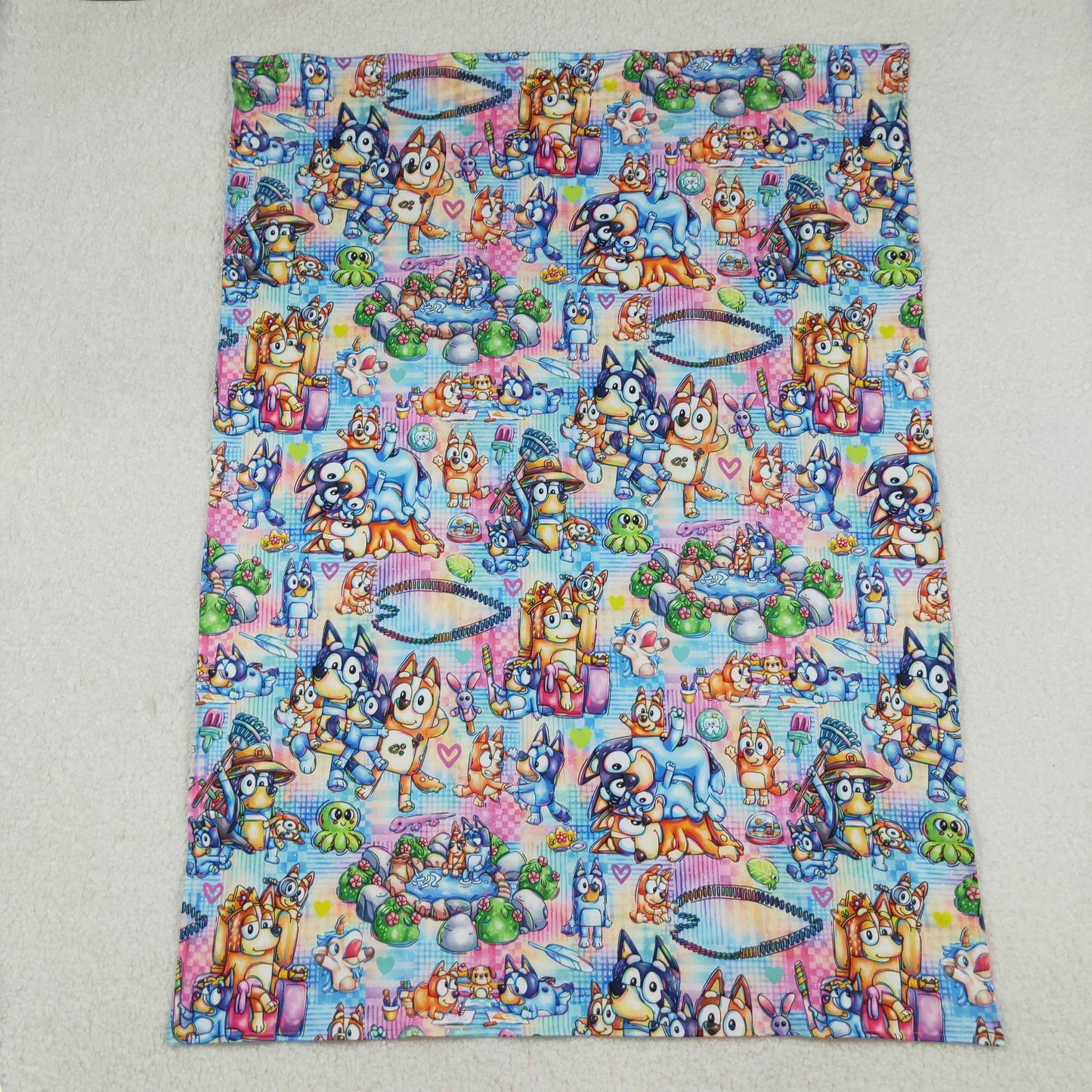 10.11 RTS NO MOQ (In stock)BL0192 Baby Kids Colorful Checked Cartoon Dogs Blankets