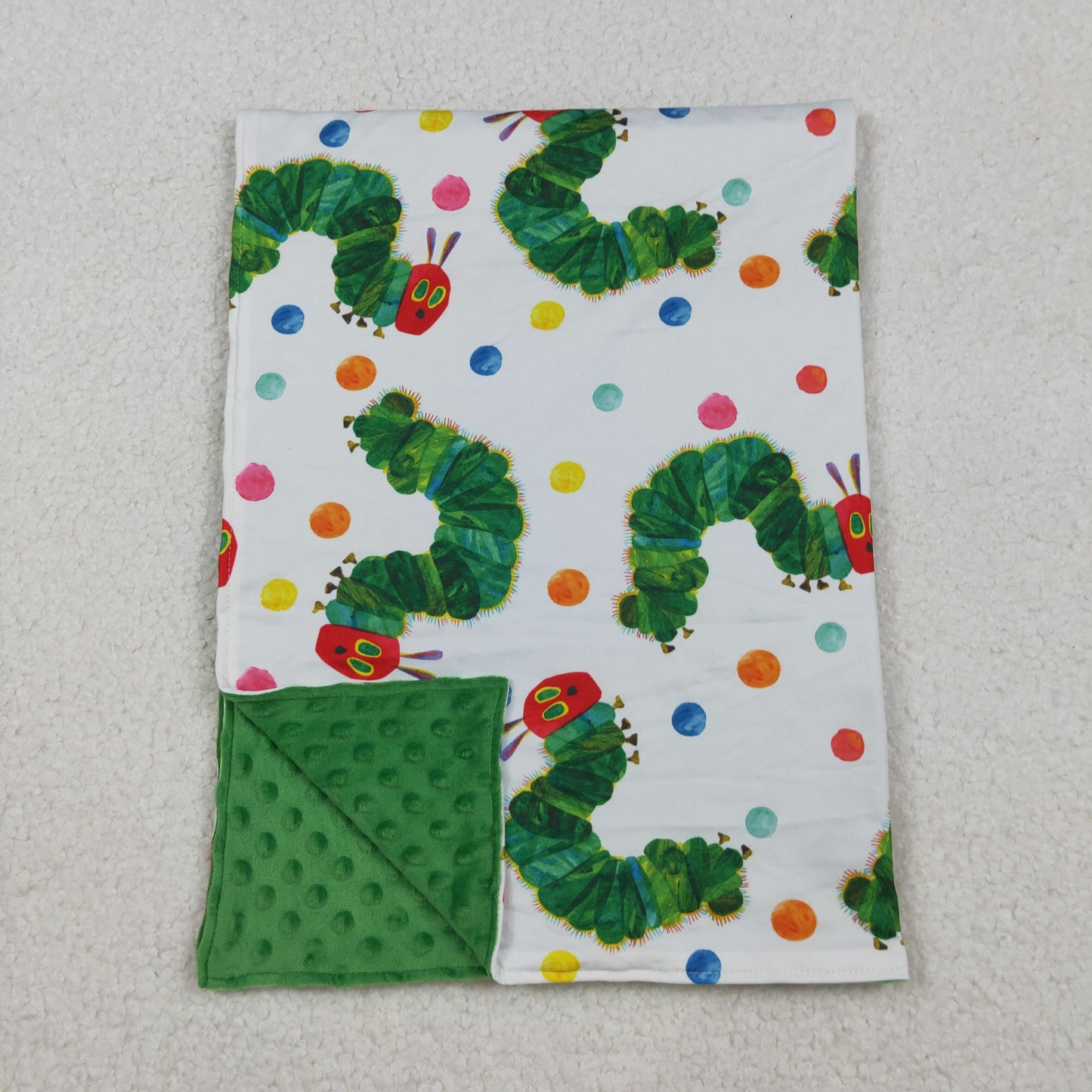 10.16 RTS NO MOQ (In stock)BL0202 Baby Kids Green Caterpillar Blankets