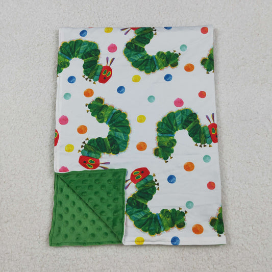 10.16 RTS NO MOQ (In stock)BL0202 Baby Kids Green Caterpillar Blankets