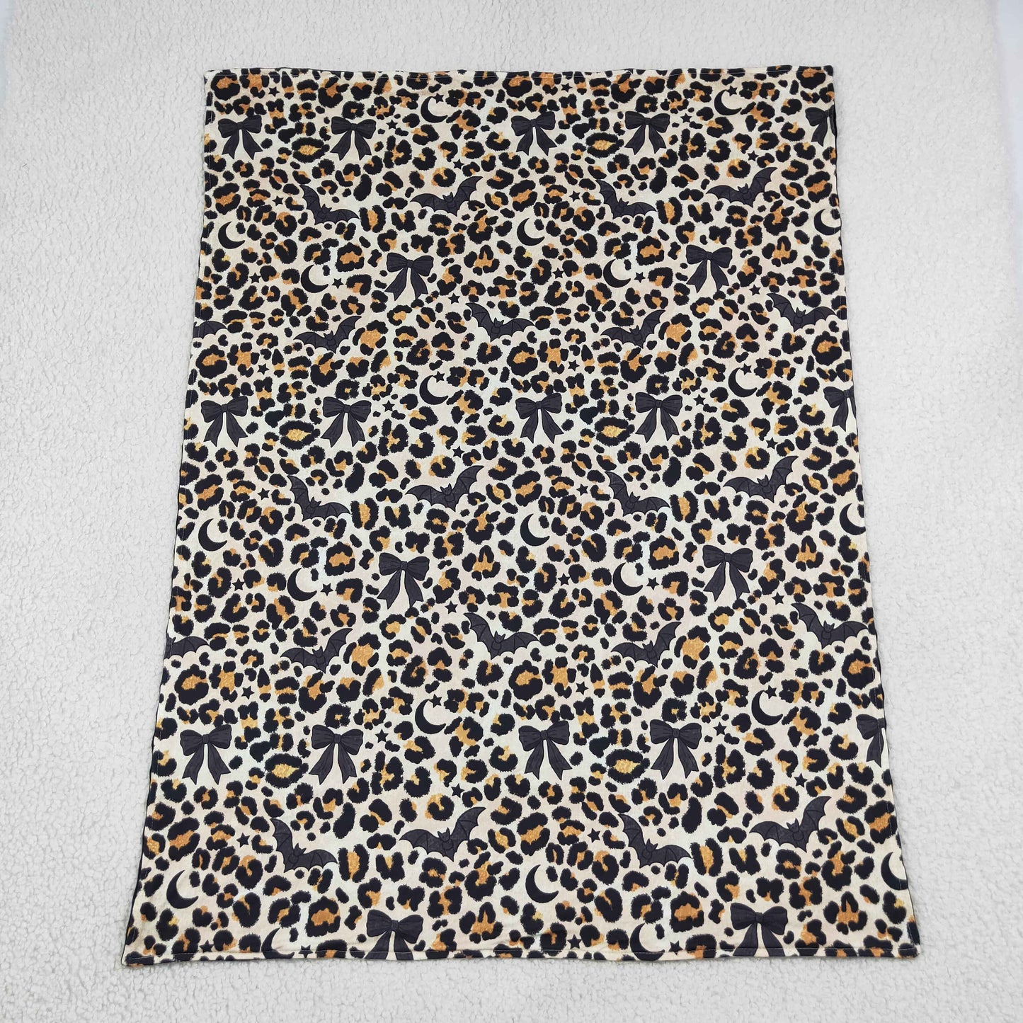 RTS NO MOQ (In stock)Blankets BL0290 Baby Boys Black Bows Bats Leopard Halloween Blankets