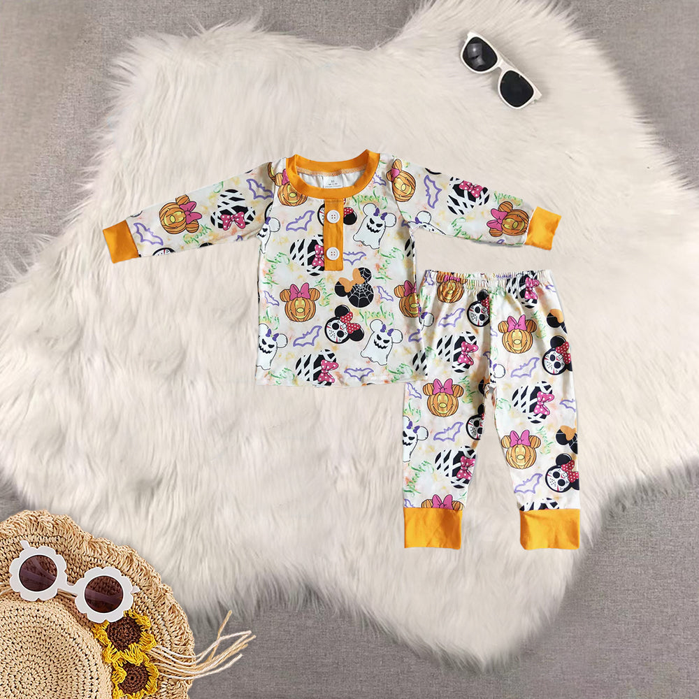 8.21 RTS Sibling Baby Boys Girls Ghost pumpkin mouse print baby girls Halloween pajamas