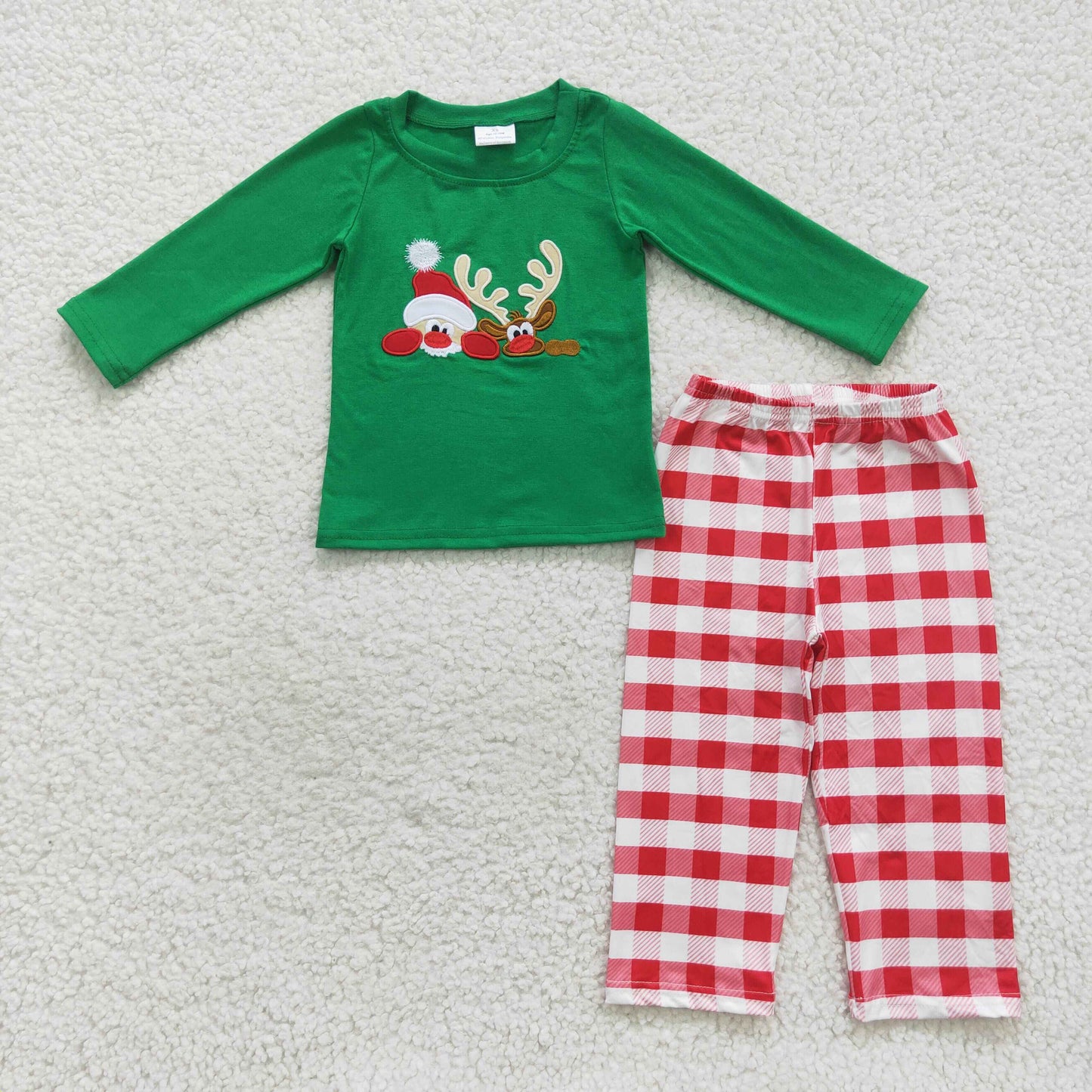 12.2 BLP0203 RTS No Moq Promotion Baby Boys Christmas Reindeer Shirt Pants Clothes Sets