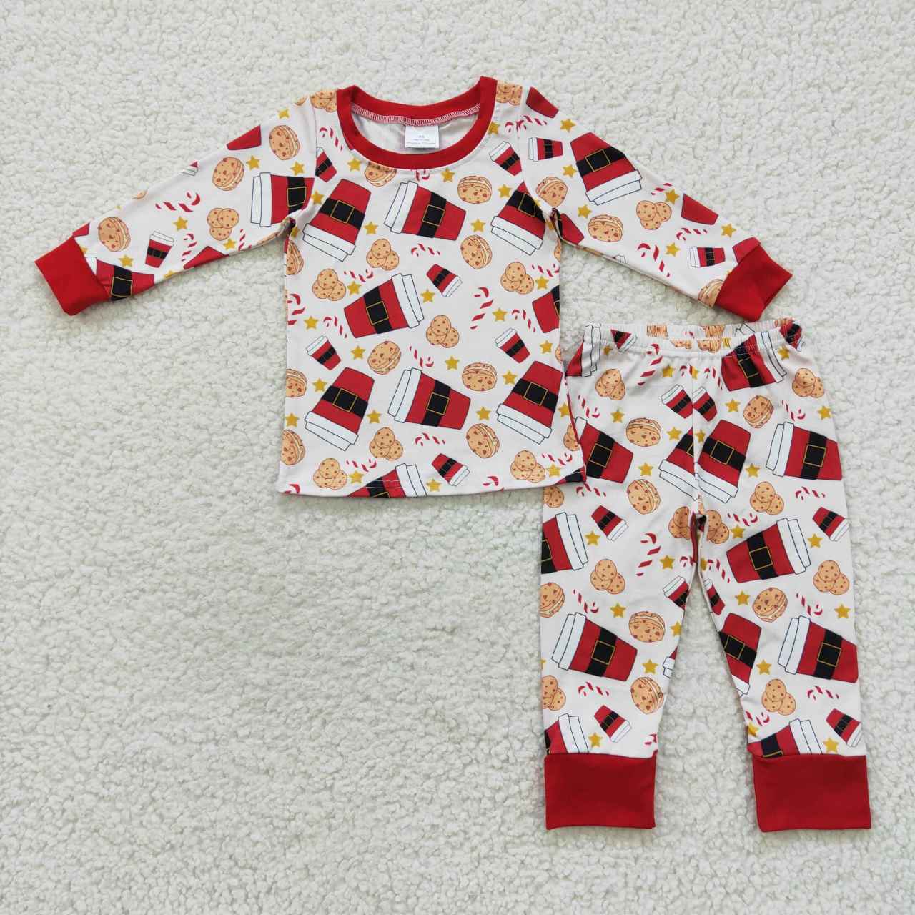 9.18 RTS Sibling Baby Boys Coffee Cookie Candy Cane Top Pants Christmas Pajamas Sets Zipper Rompers Regular price$8.50 USD