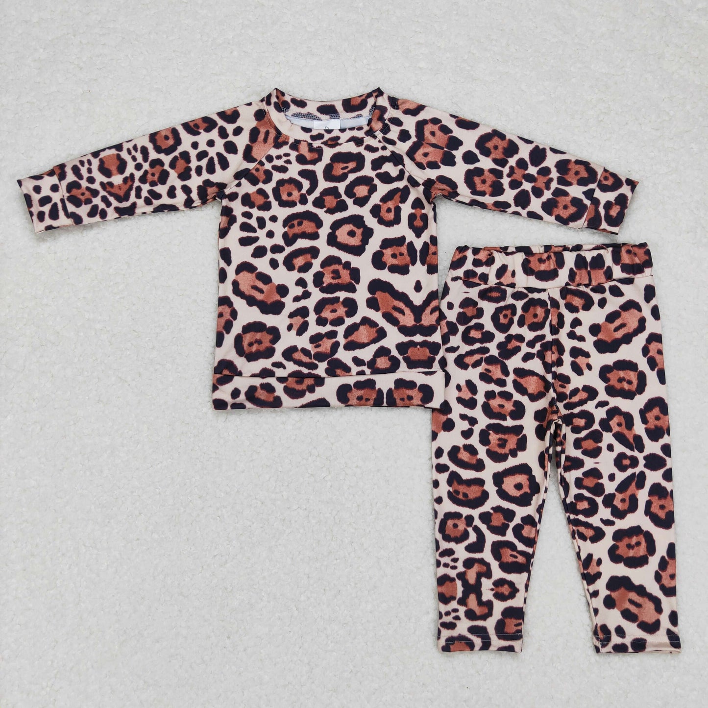 12.13 BLP0358 RTS No Moq Promotion Baby Kids Black Leopard Long Sleeve Top Pants Pajamas Sets