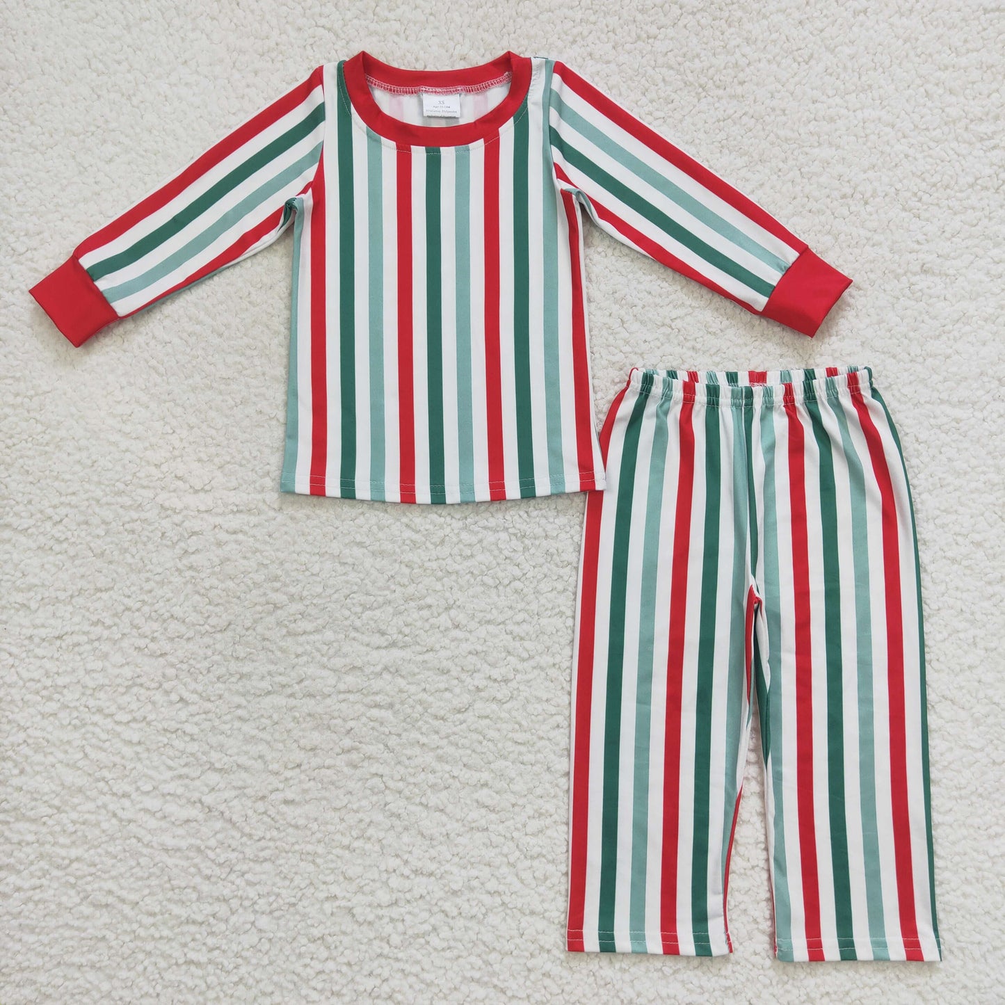 12.6 BLP0361 RTS No Moq Promotion Baby Boys Christmas Stripes Long Sleeve Top Pants Pajamas Sets
