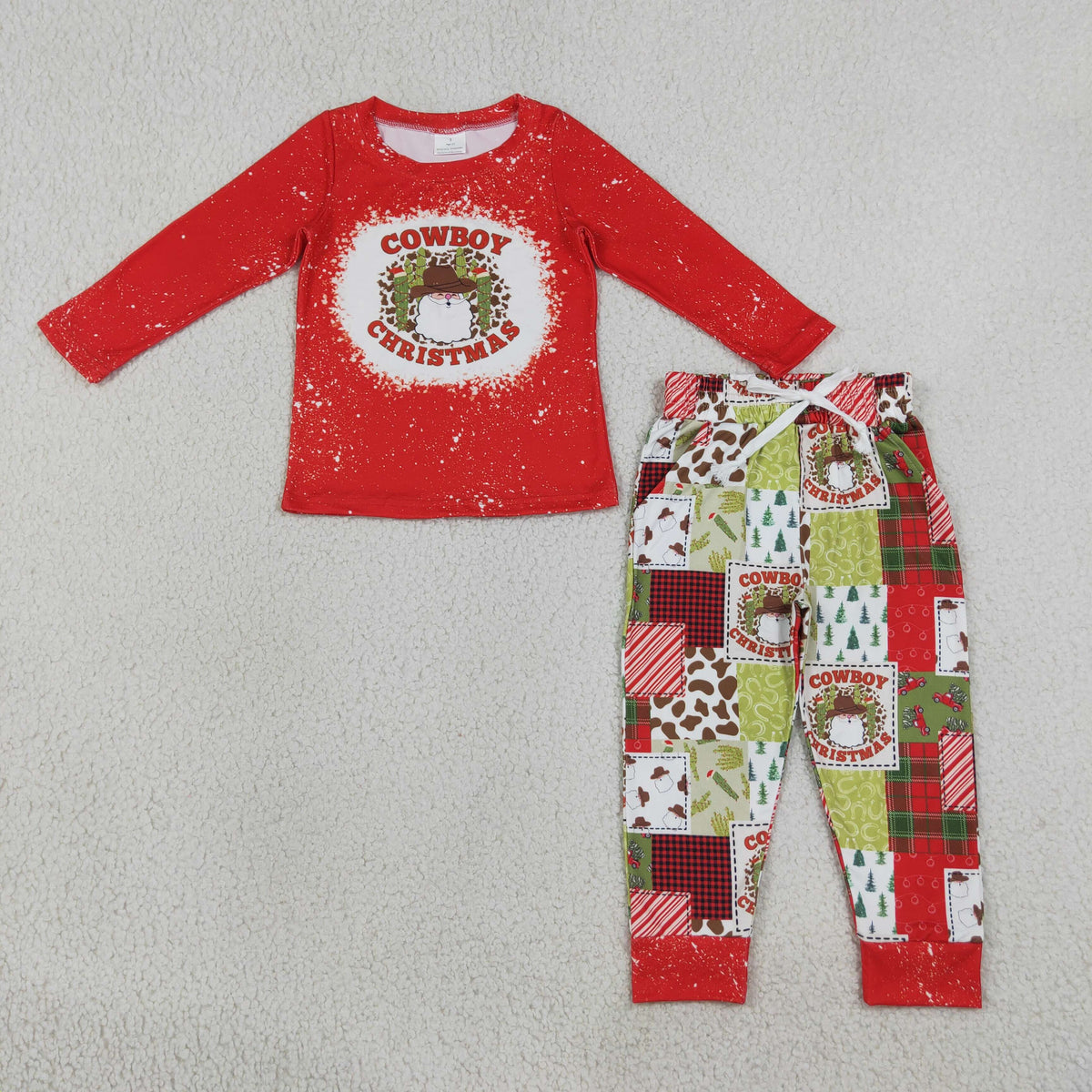 RTS NO MOQ (In stock)milk silk BLP0375 Baby Boys Cowboy Christmas Red Tops Pants Clothes Sets