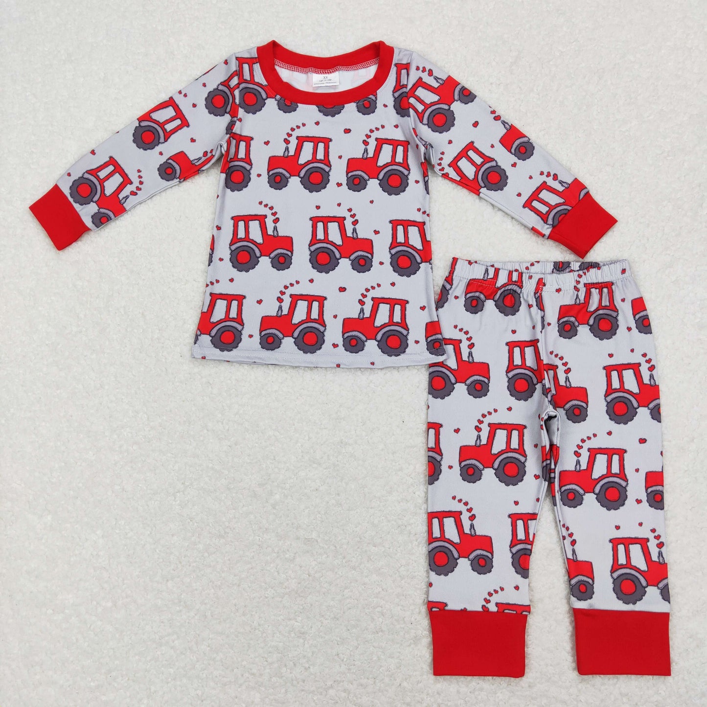 1.10 BLP0449 RTS No Moq Promotion Baby Boys Valentines Tractor Tee Shirts Pants Pajamas Clothes Sets