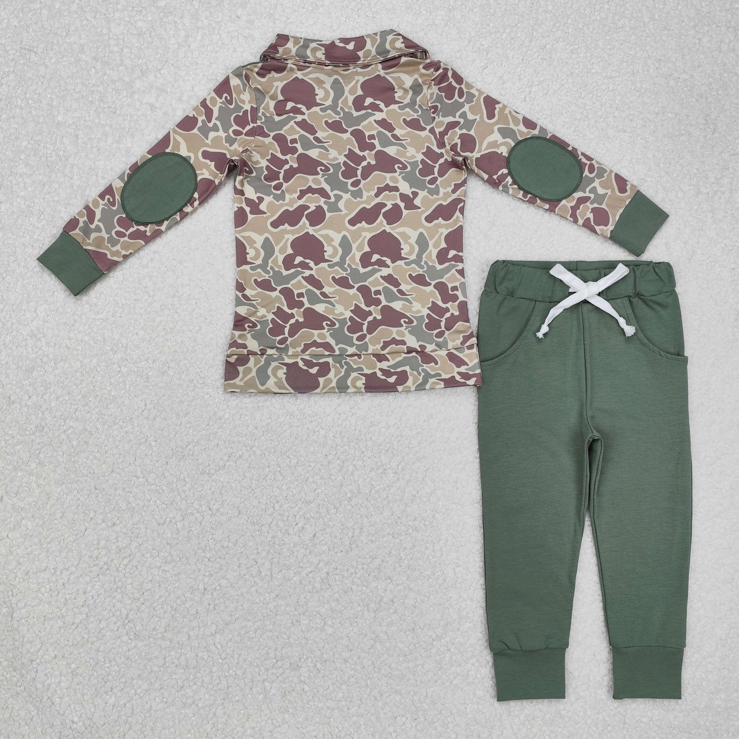 BLP0491 Long sleeves green camo kids boys hunting pullover set