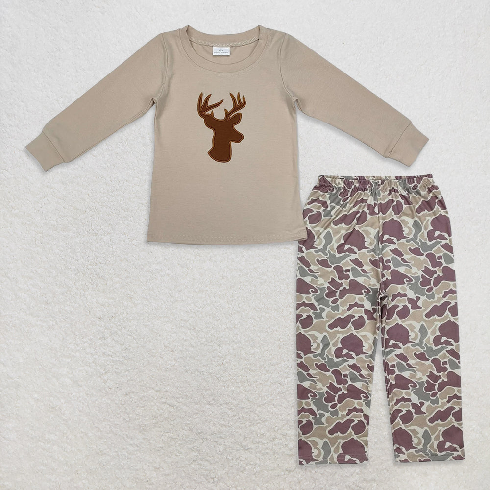 USA Warehouse (IN STOCK) Girls Deer Tunic Camo Ruffle Pants Set Kids Hunting Clothing with Straps Deer Pocket Boys Camo Overalls for Children