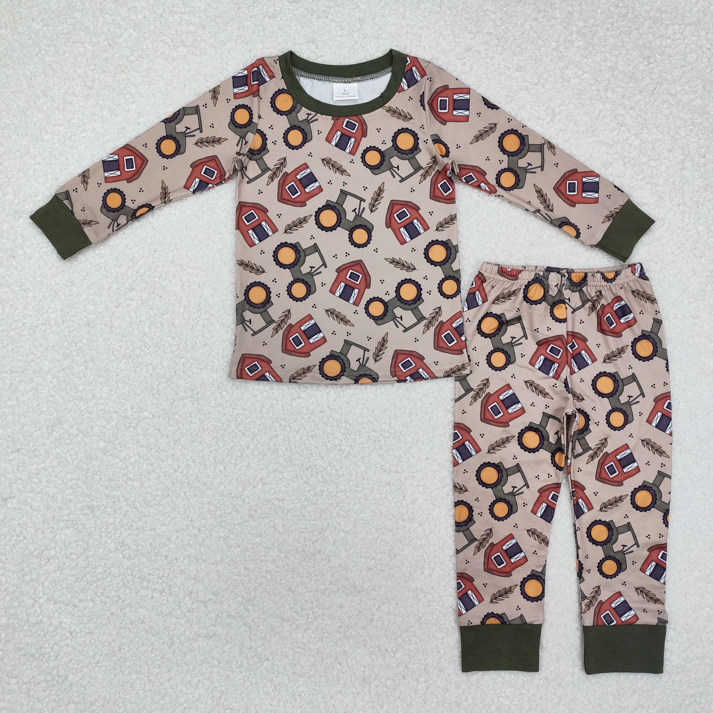 BLP0803 Farm Tractor long sleeves kids boys pajamas