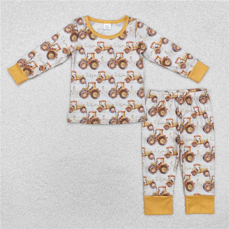 4.08 RTS NO MOQ Long sleeves tractor top pants kids boys pajamas rompers