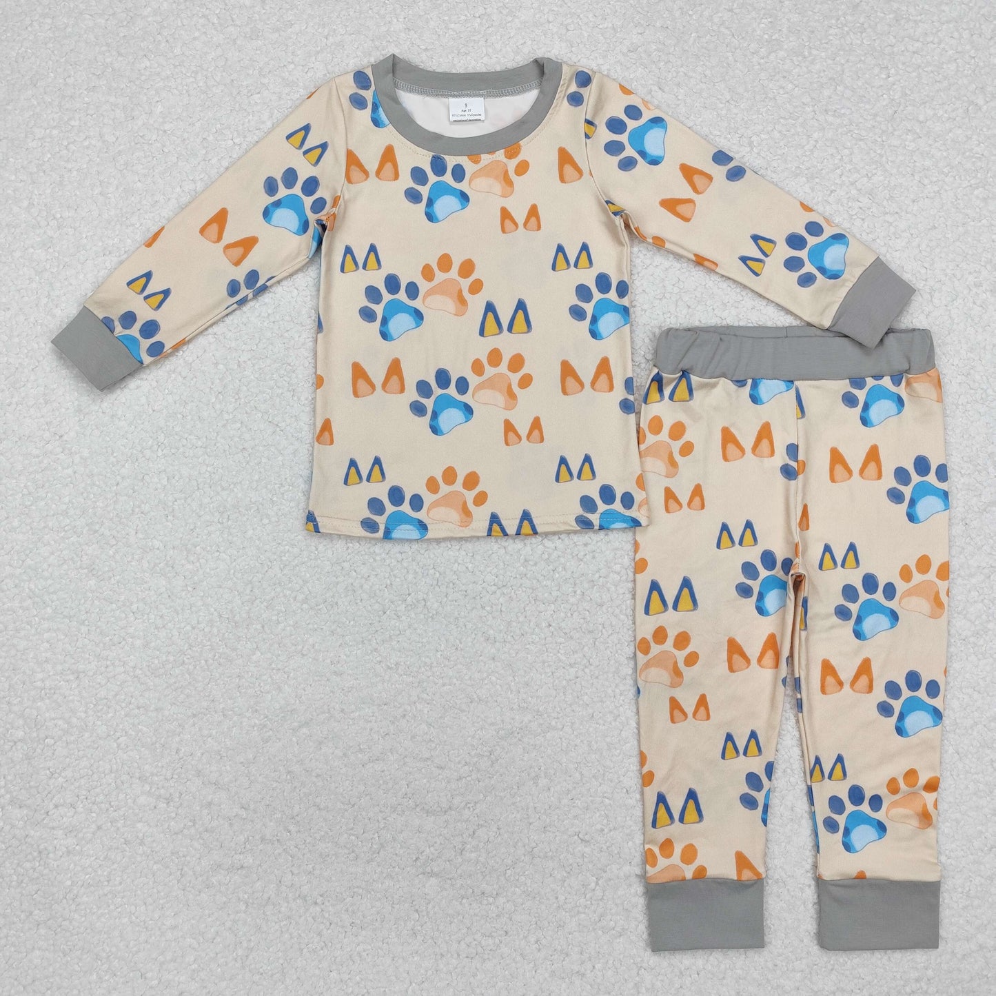 RTS BLP0976 Baby Boys Dog Paw Top Pants Pajamas Clothes Sets