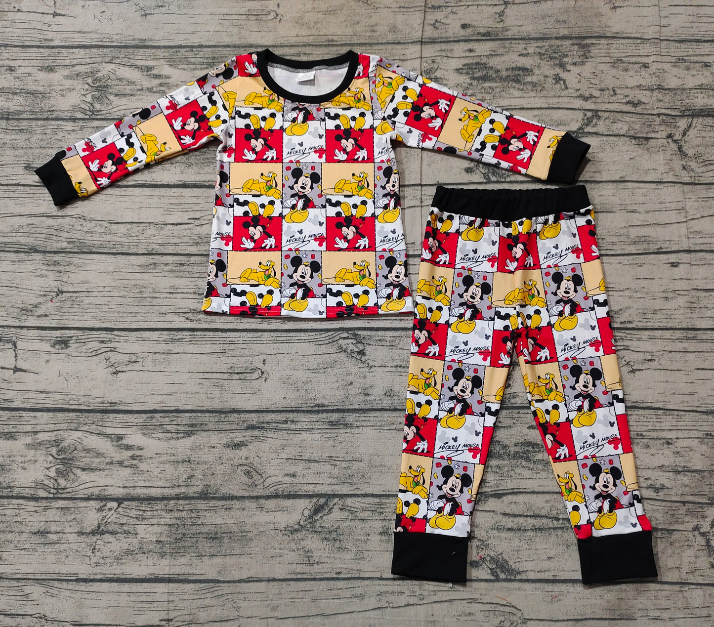 BLP1058Black long sleeves mouse kids boys pajamas