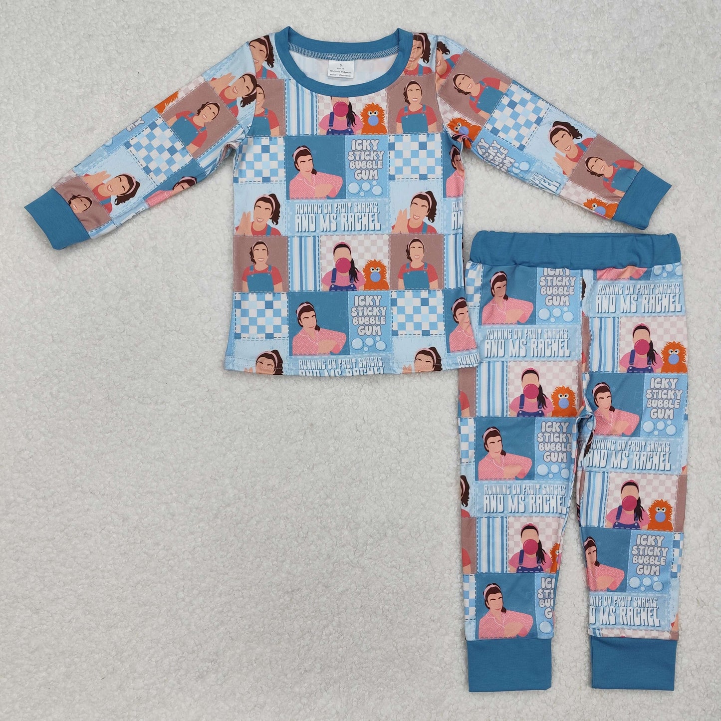 BLP1059Light blue long sleeves bubble teacher baby boys pajamas