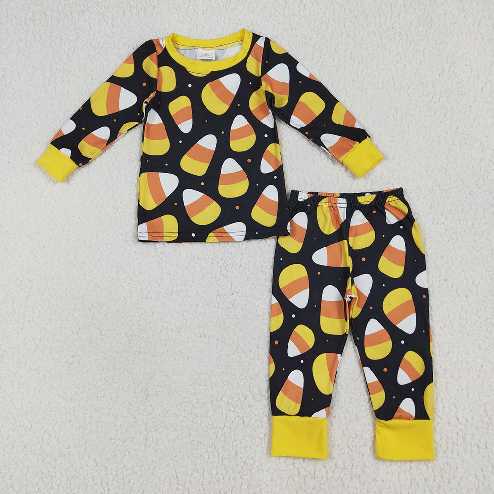 8.13 BLP1066RTS NO MOQ Baby Boys Winter Pajamas Outfits Baby Boys Black Long Sleeves Candy Plaid Top Pant Pajamas Set